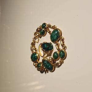 Emerald Green Beacelet & Ring Set